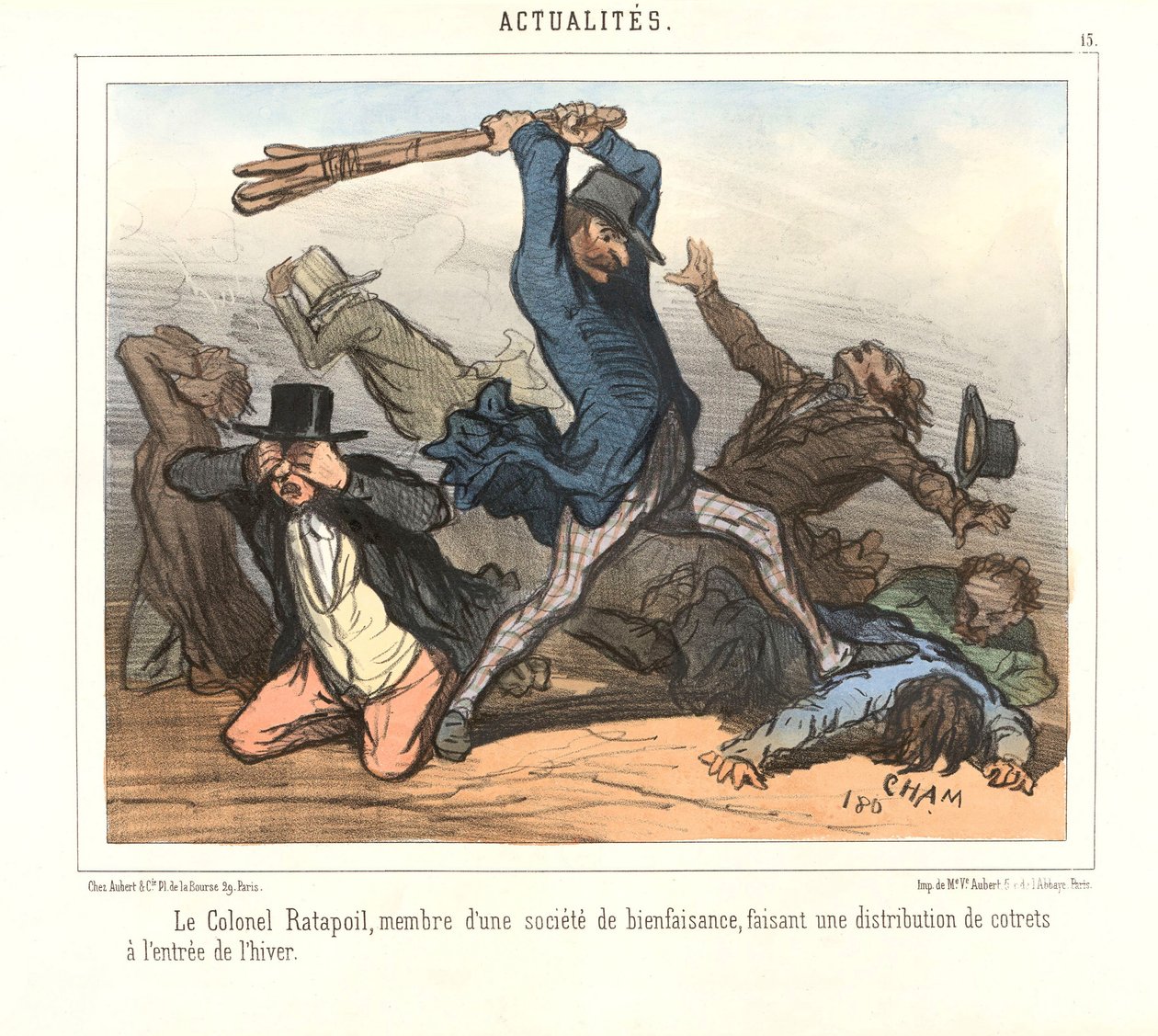 Oberst Ratapoil, der er medlem af en velgørenhedsorganisation, deler bestik ud i begyndelsen af vinteren. af Amédée de Noé