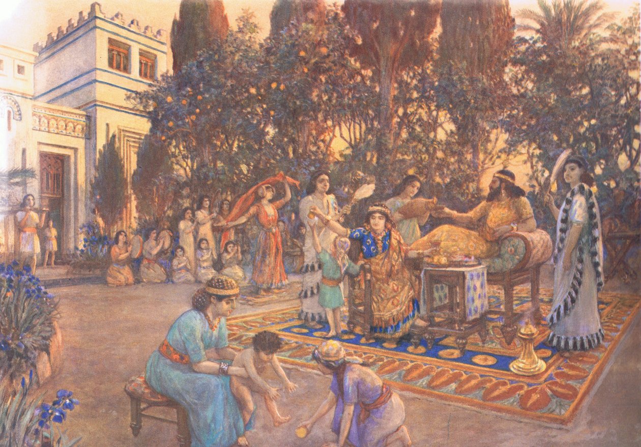 Husliv i Babylon, fra MacMillan skoleplakater, ca. 1950-60