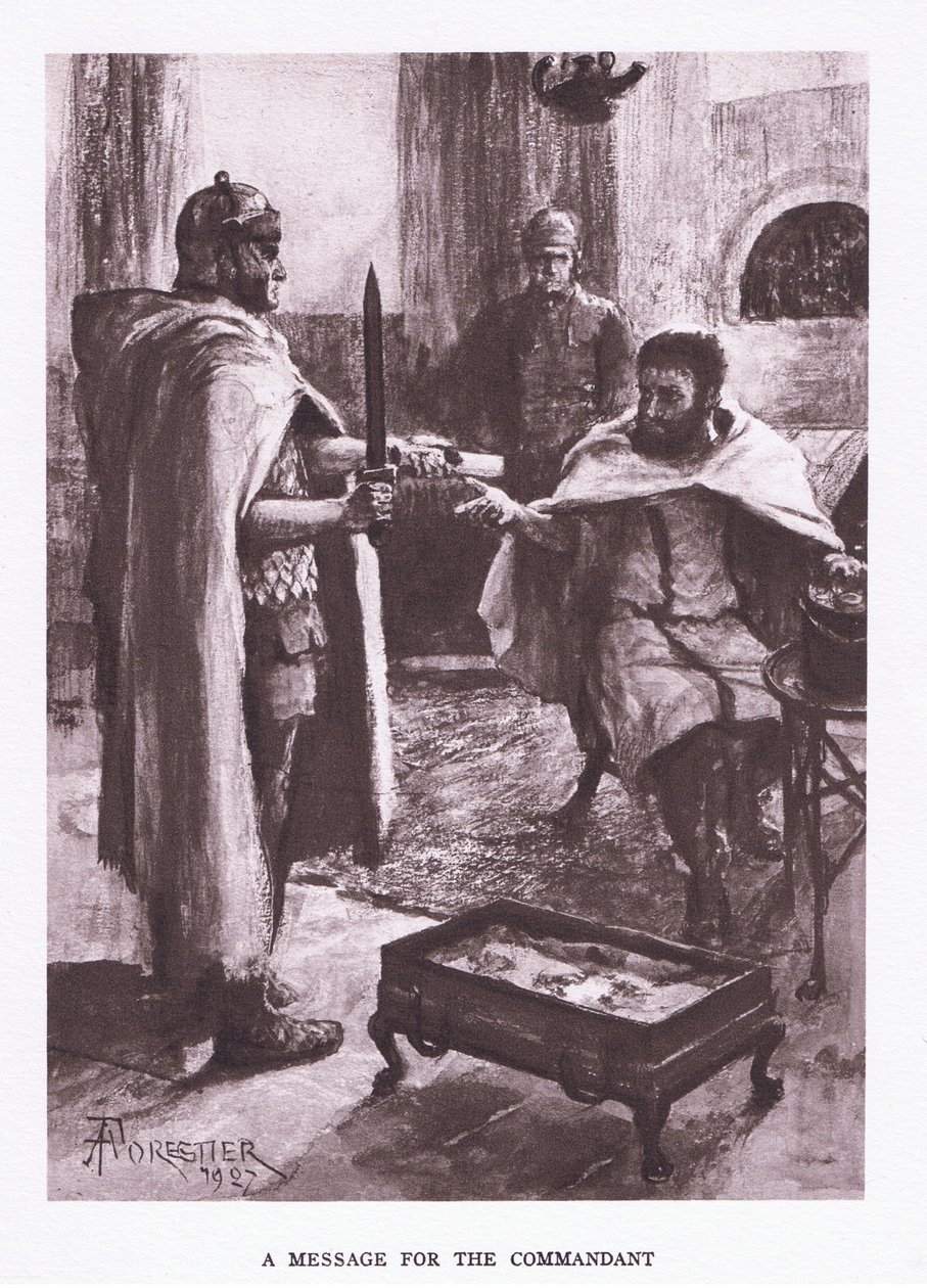 En besked fra kommandanten, illustration fra The Roman Soldier, 1928 af Amedee Forestier