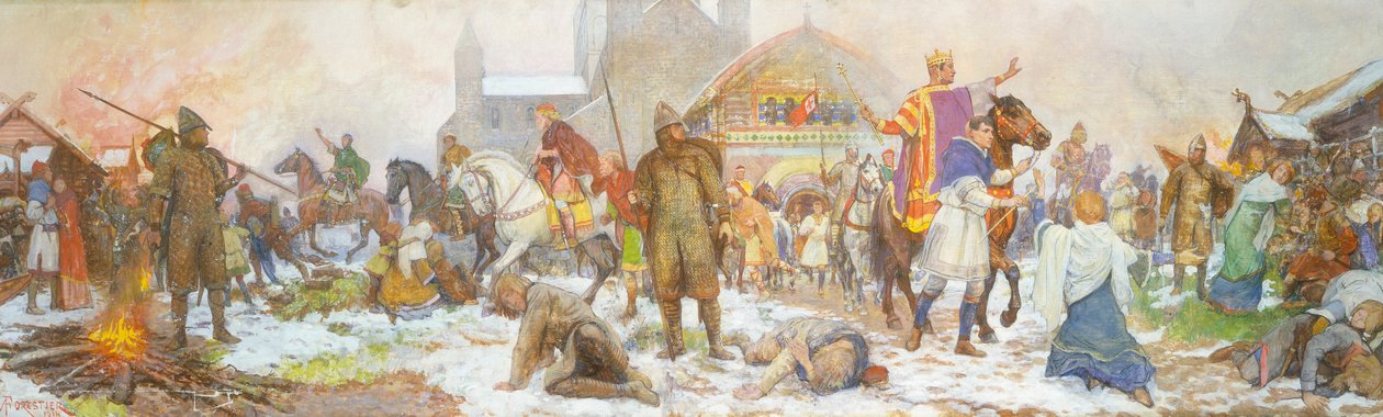 Episode ved kroningen af William I, London, juledag, 1066, begyndelsen af det 20. århundrede af Amedee Forestier