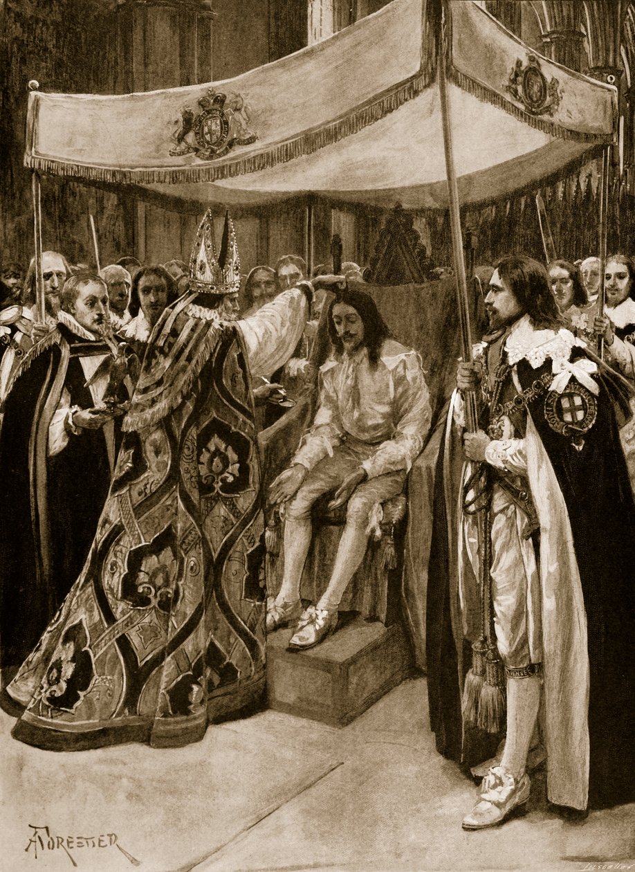 Salvelsen af Charles I af George Abbot, ærkebiskop af Canterbury, i Westminster Abbey, på Candlemas Day, 1626, fra 