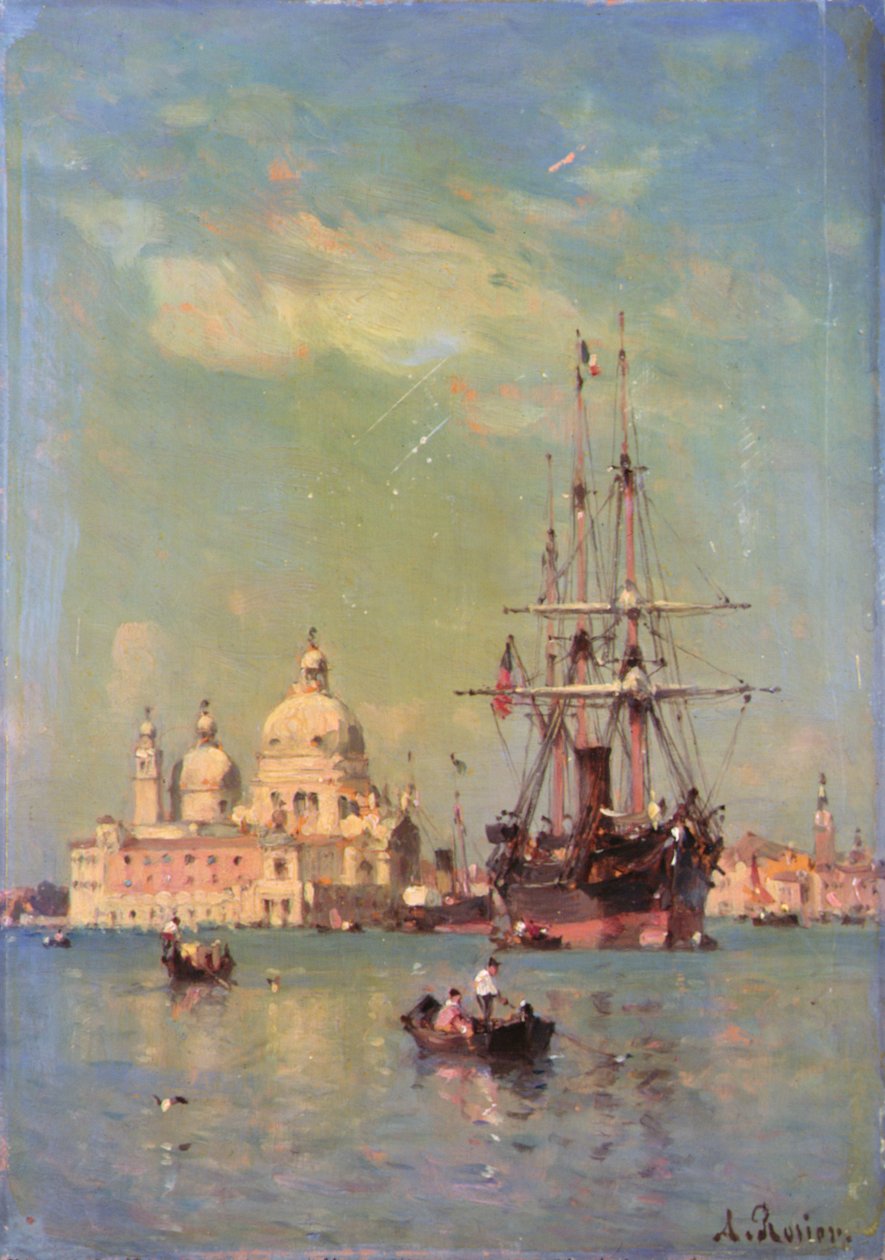 Udsigt over Venedig (olie på lærred) af Amedee Rosier