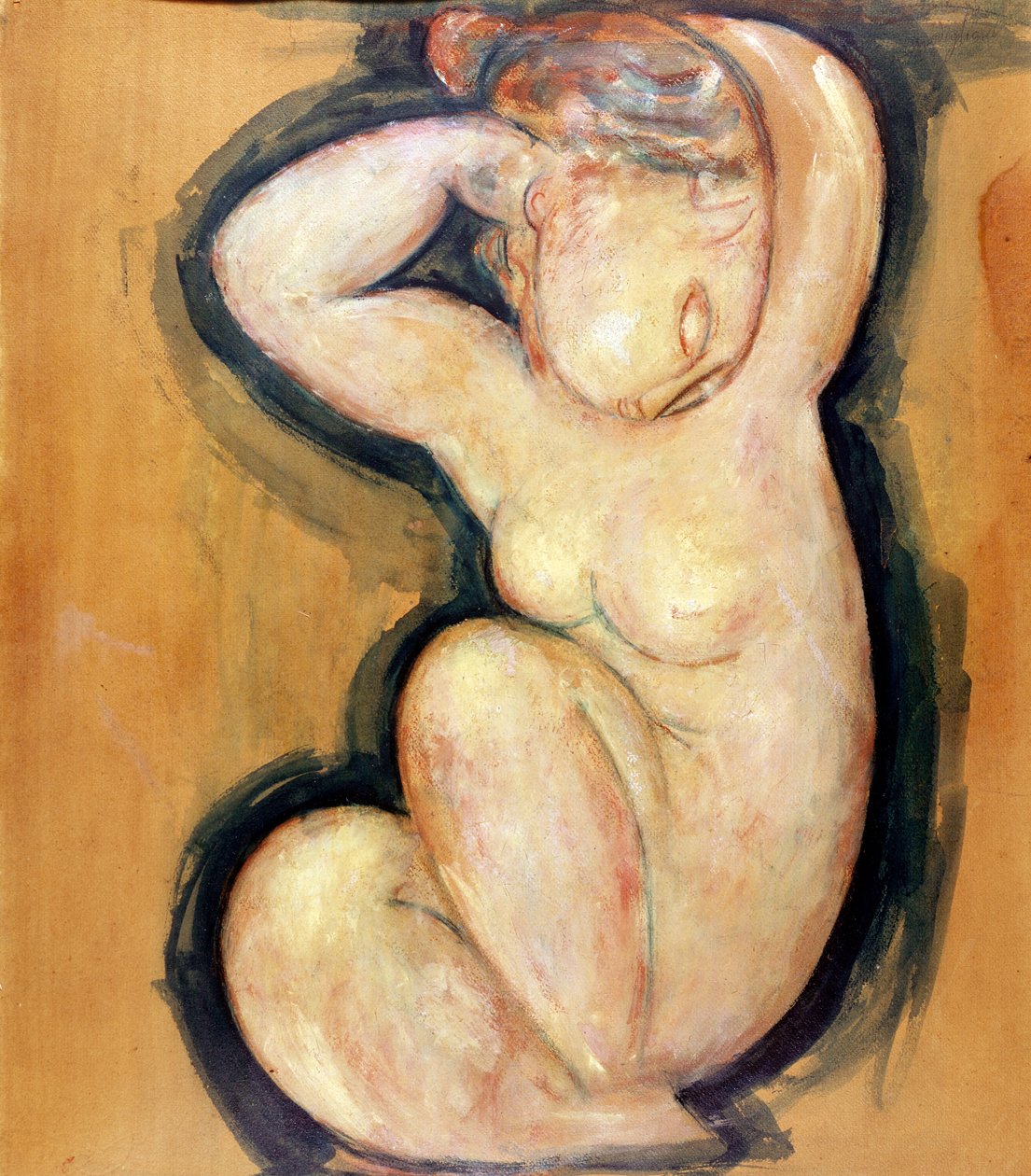 Caryatid, ca. 1913-14 (olie på pap) af Amedeo Modigliani