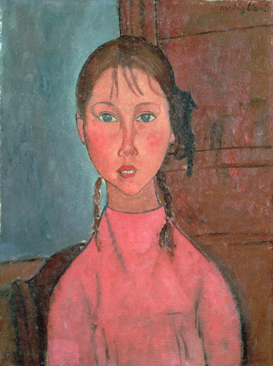 Pige med pigtails, ca. 1918 af Amedeo Modigliani