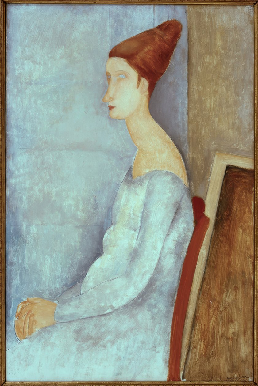 Jeanne Hebuterne siddende, i profil af Amedeo Modigliani