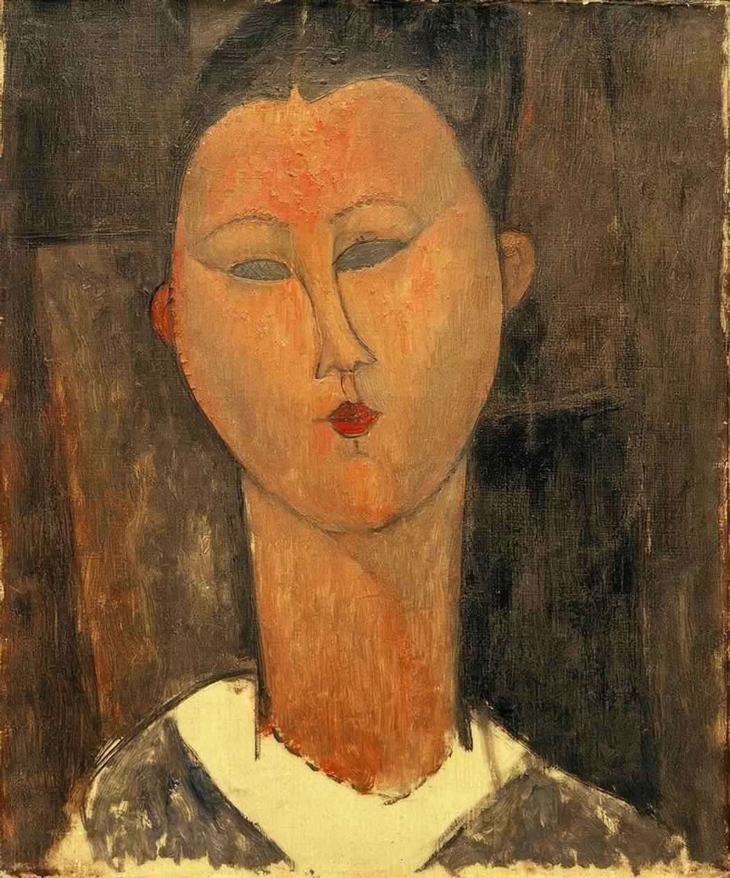 Ung kvinde med en hvid krave af Amedeo Modigliani