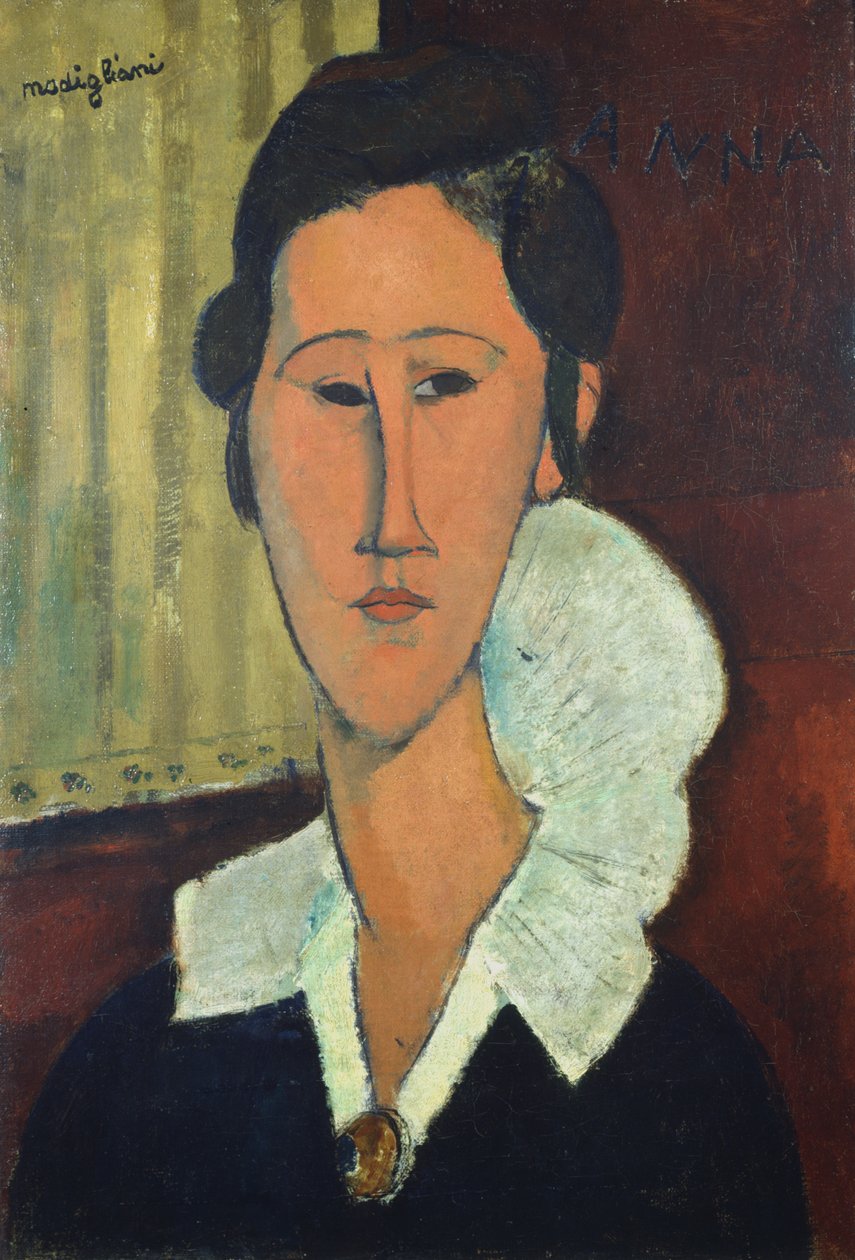Dame med krave, eller Anna Zborowska, 1917 af Amedeo Modigliani