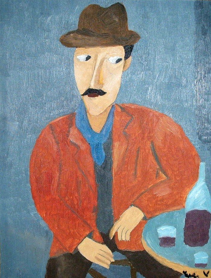Mand med et vinglas af Amedeo Modigliani