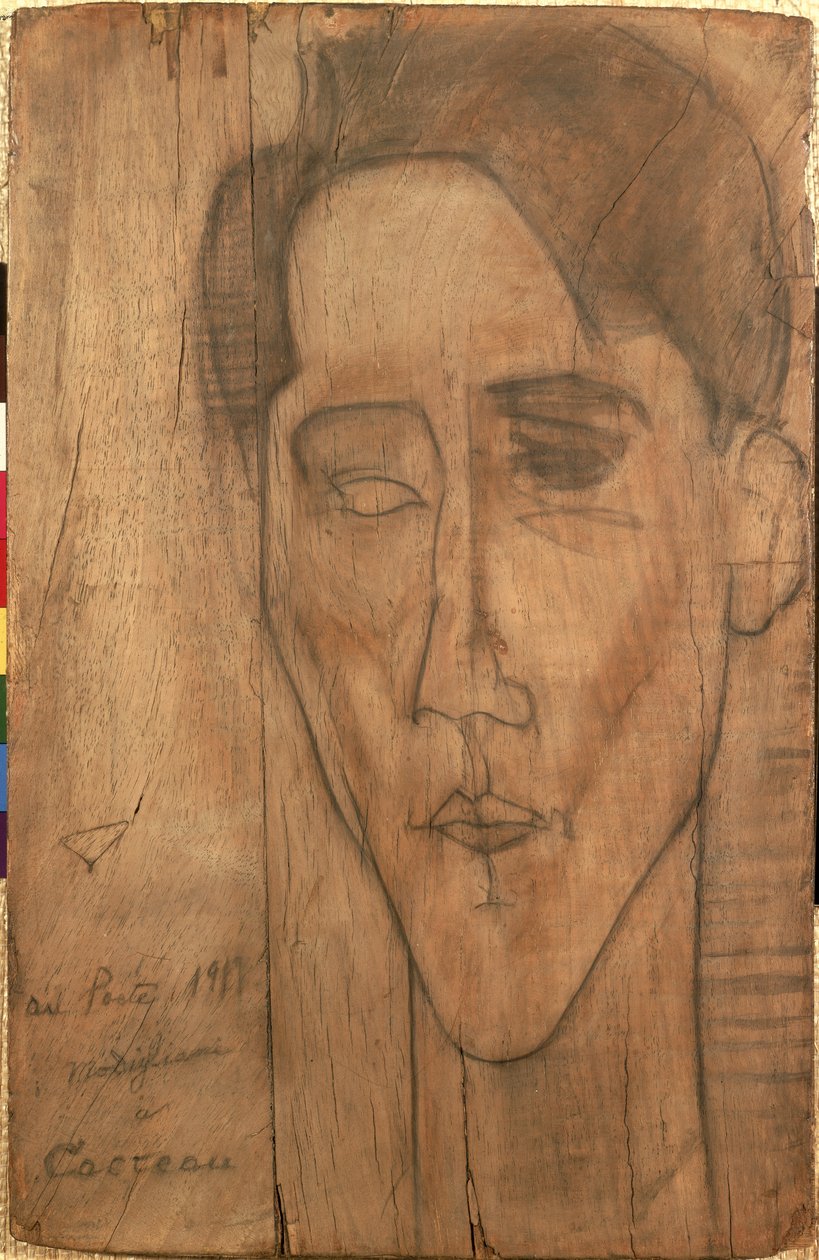 Portræt af Jean Cocteau (1889-1963) 1917 (blyant på panel) af Amedeo Modigliani