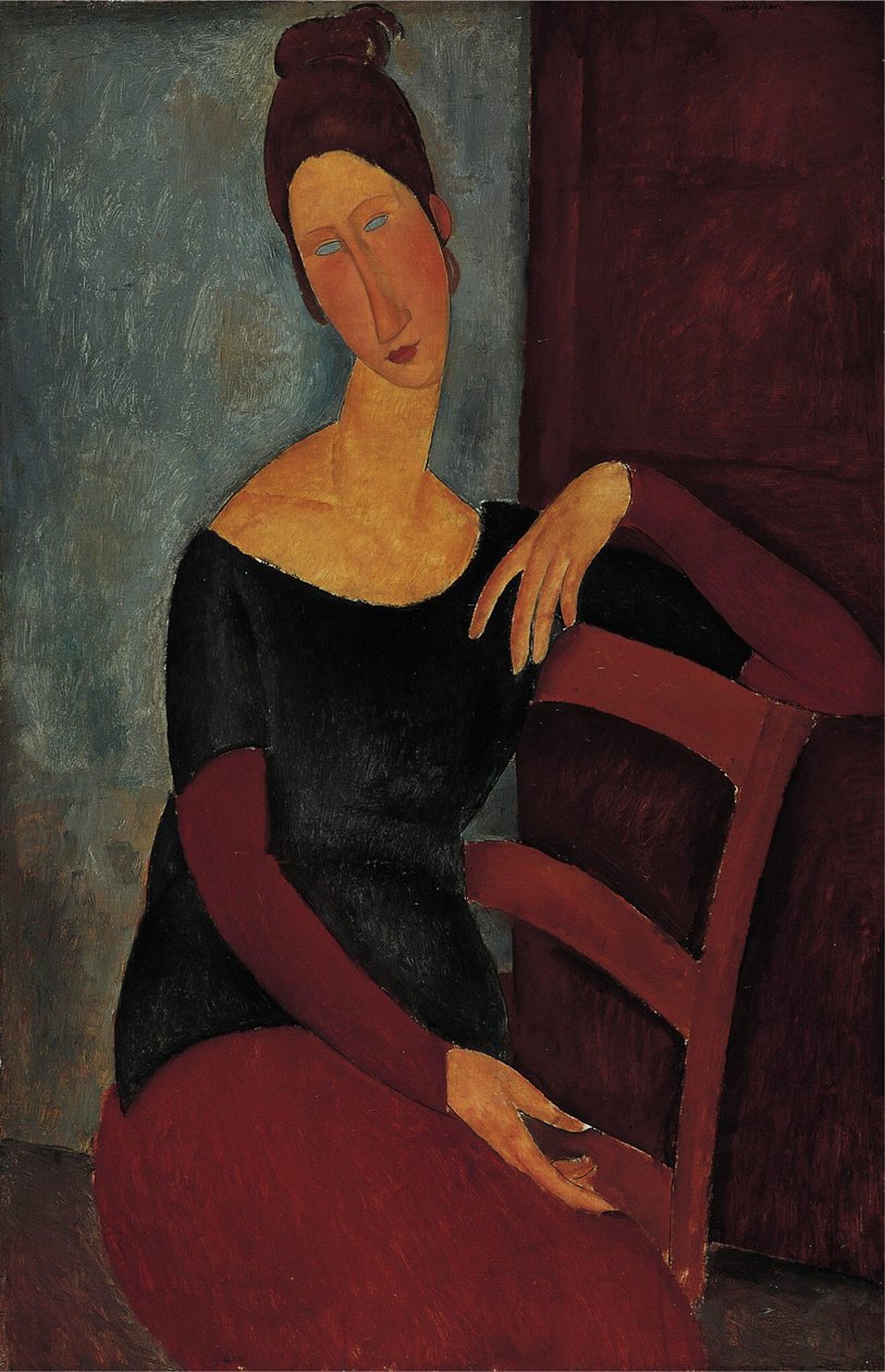 Portræt af kunstnernes kone - Jeanne Hebuterne. af Amedeo Modigliani