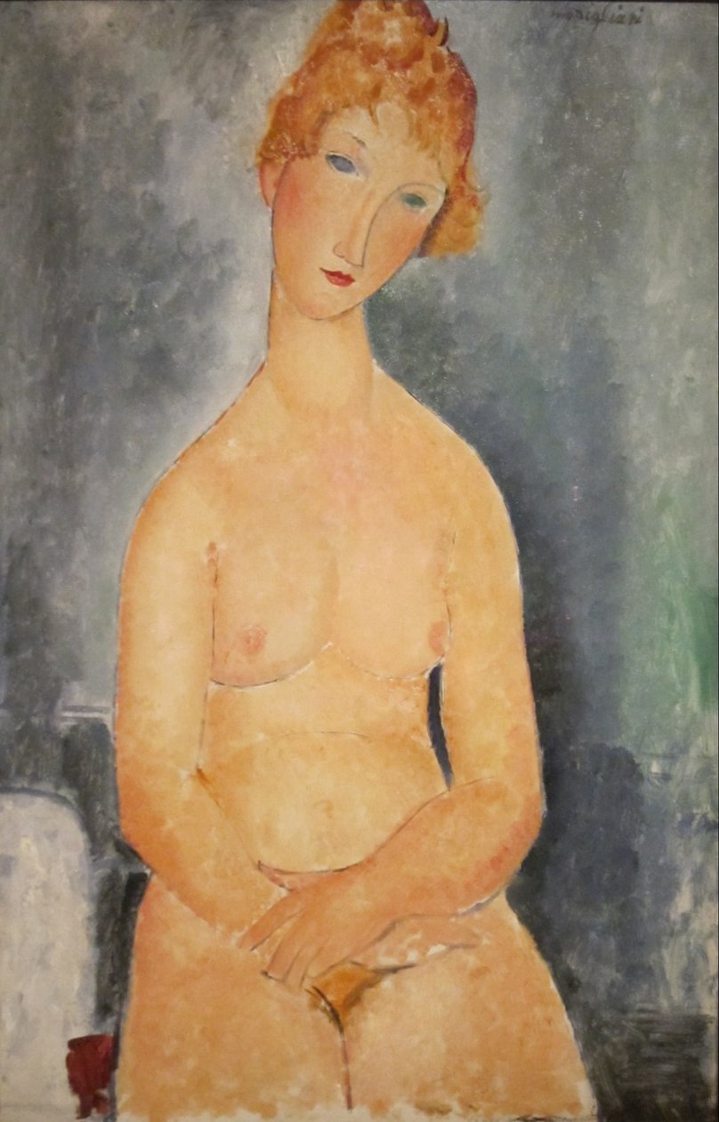 Siddende nøgen af Amedeo Modigliani