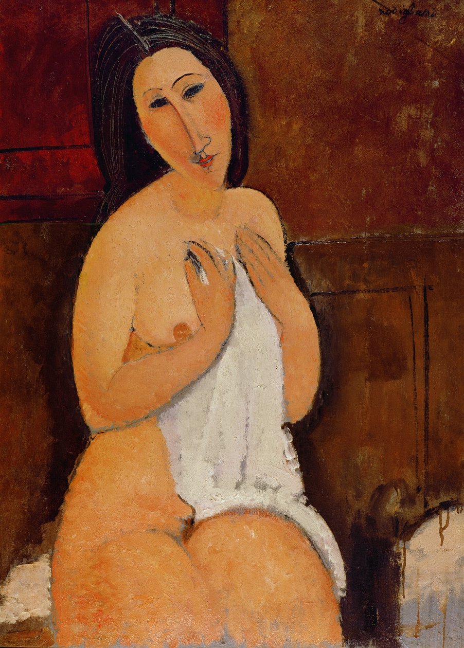 Siddende nøgen med en skjorte af Amedeo Modigliani
