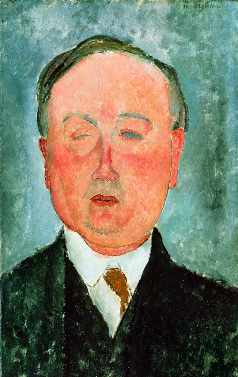 Manden med monoklen, siges at være Bidou, ca. 1918-19 af Amedeo Modigliani
