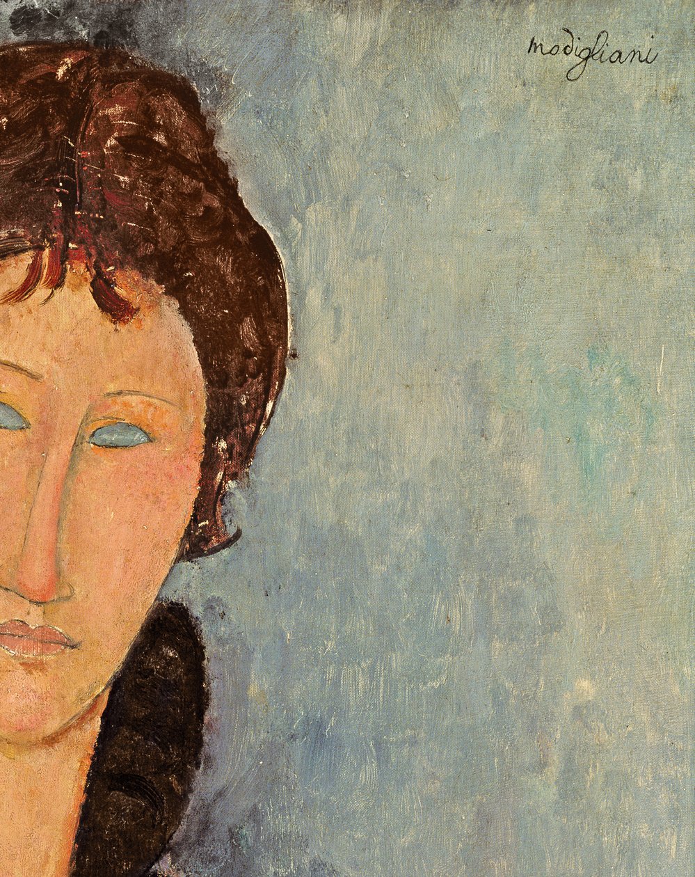 Kvinde med blå øjne, ca. 1918 (detalje af 96792) af Amedeo Modigliani