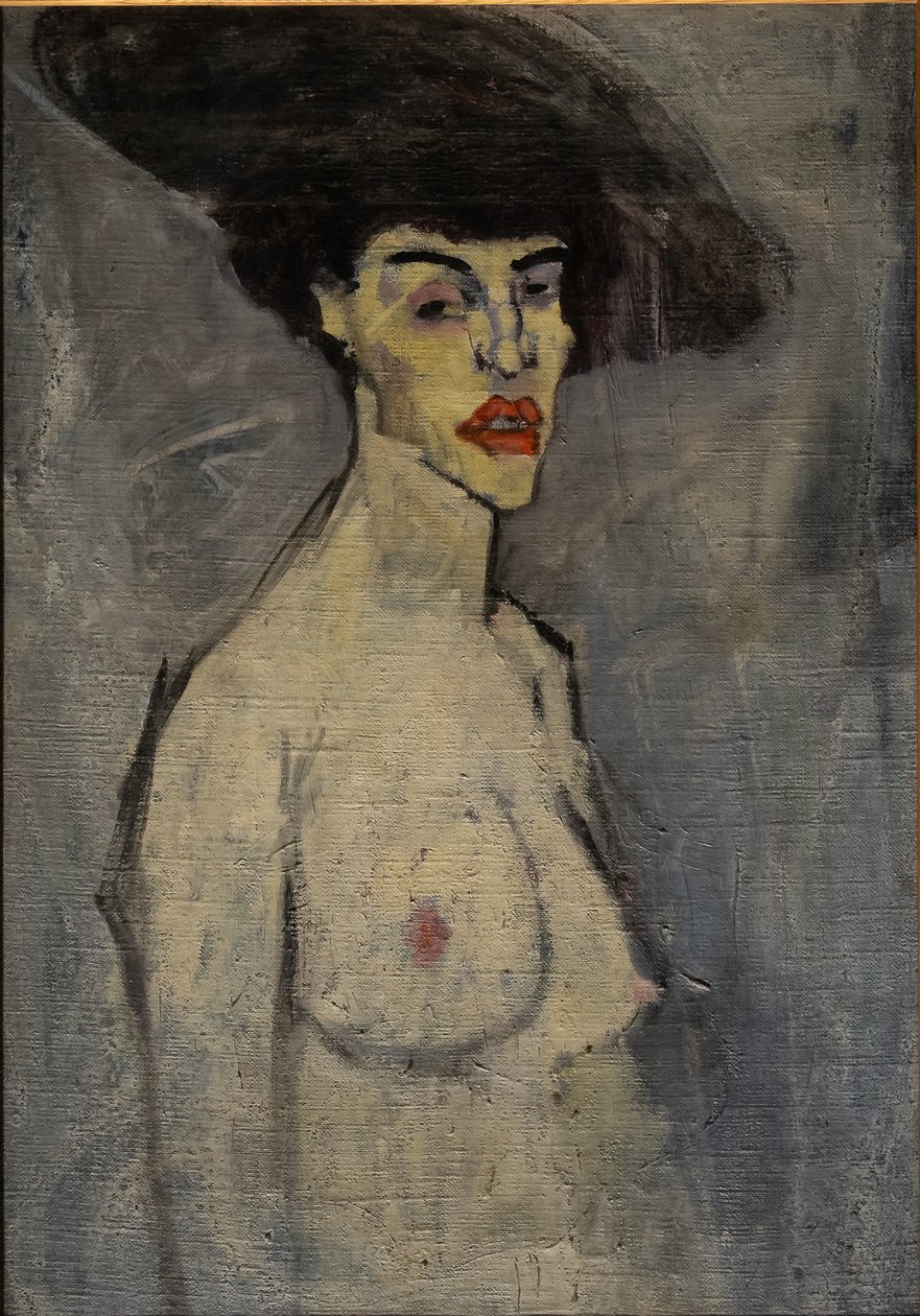 Nøgen med hat af Amedeo Modigliani