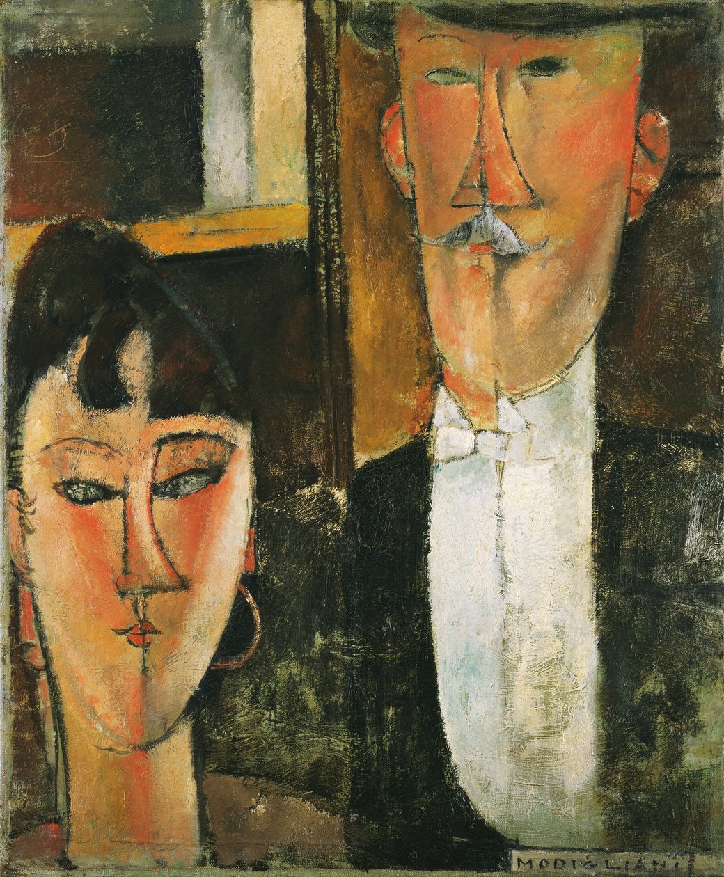 Brud og brudgom - Peinture de Amedeo Modigliani (1884-1920) - 1915-1916 - Olie på lærred - 55x46 - (c) Museum of Modern Art, New York af Amedeo Modigliani