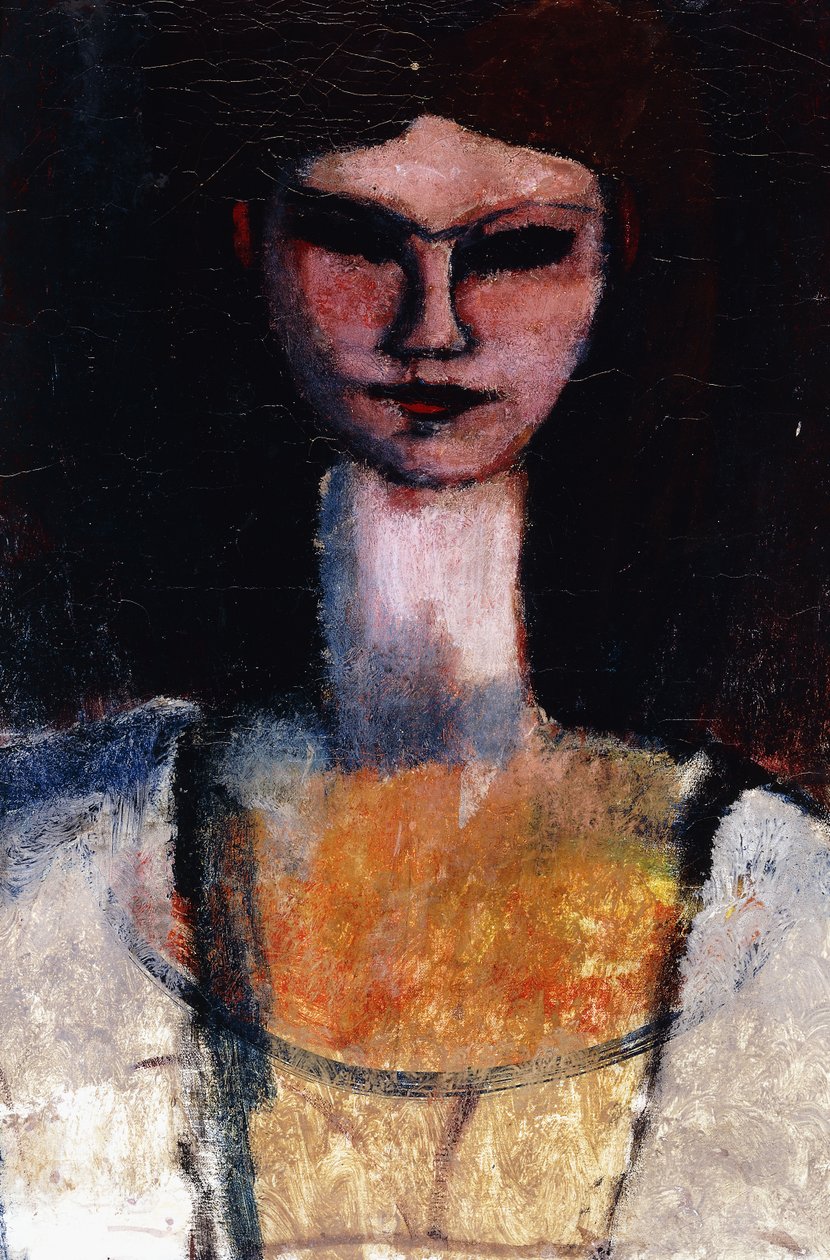 Buste af en ung kvinde; Buste af en ung kvinde, ca. 1910-11 af Amedeo Modigliani