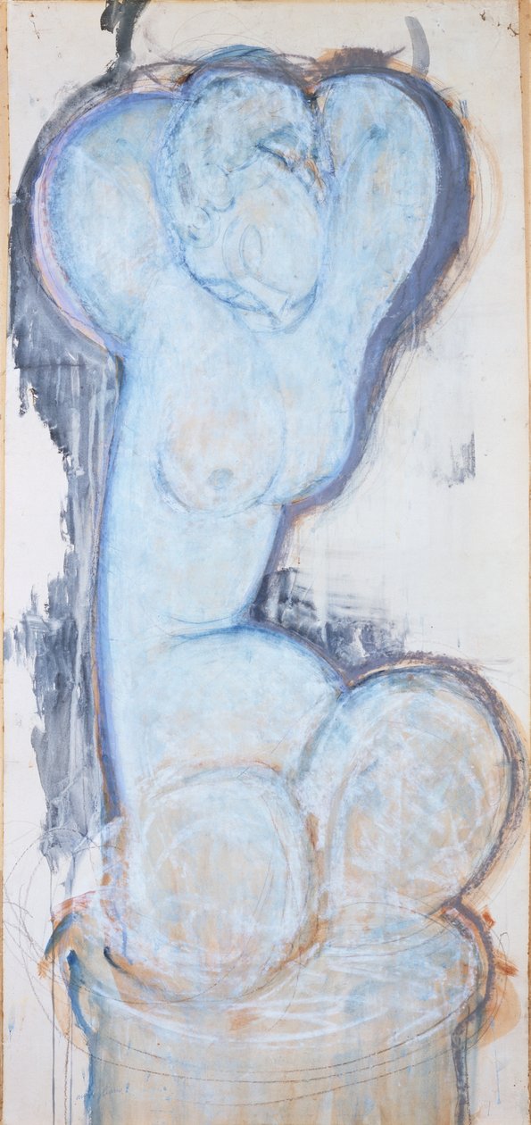 Caryatid, ca. 1914 (gouache på papir, lagt på lærred og panel) af Amedeo Modigliani