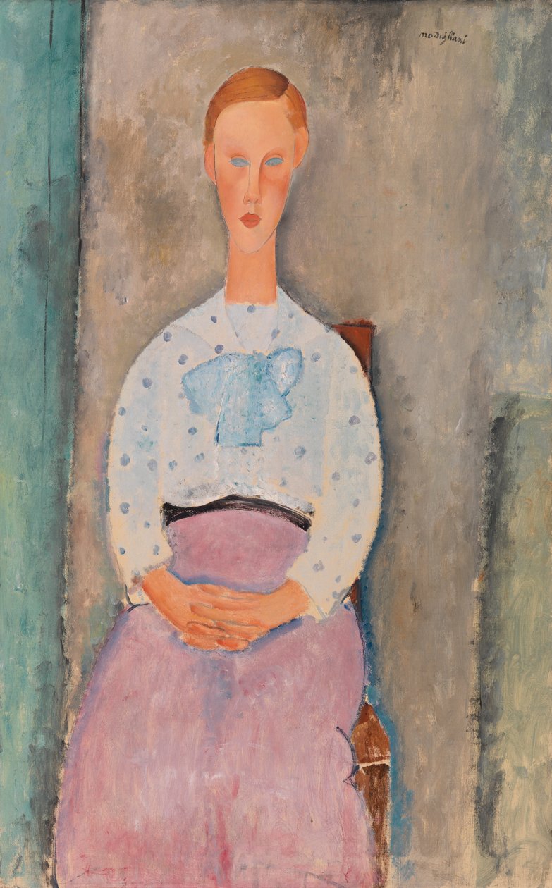 Pige med prikket bluse af Amedeo Modigliani