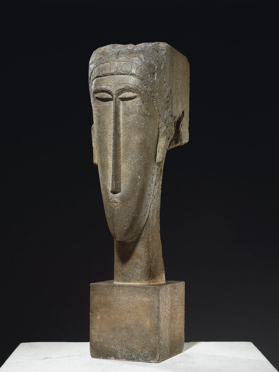 Hoved, ca. 1910-12 (kalksten) af Amedeo Modigliani