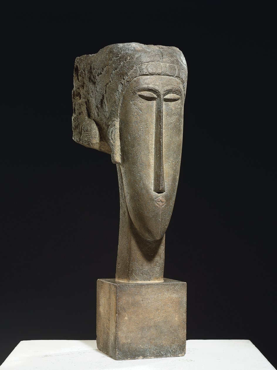 Hoved, ca. 1910-12 (kalksten) af Amedeo Modigliani
