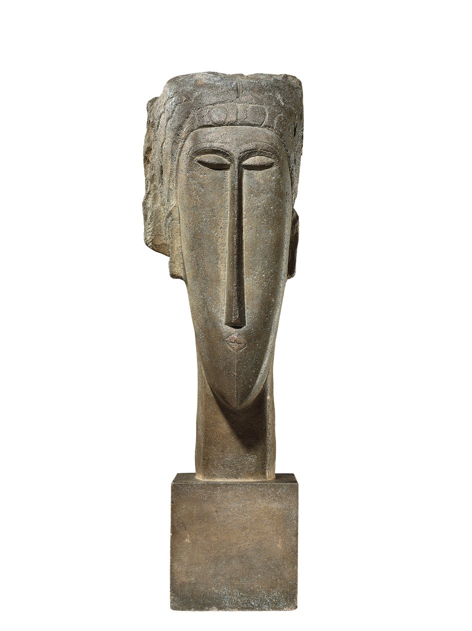 Hoved, ca. 1910-12 (kalksten) af Amedeo Modigliani