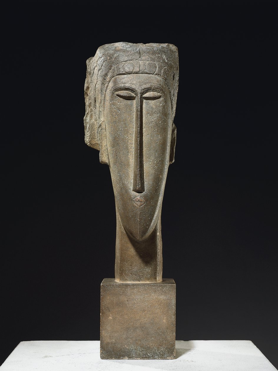 Hoved, ca. 1910-12 (kalksten) af Amedeo Modigliani