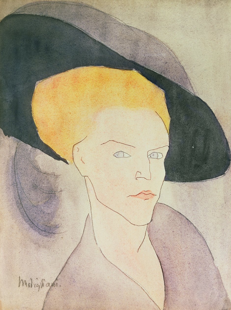 Hoved af en kvinde iført hat, 1907 af Amedeo Modigliani