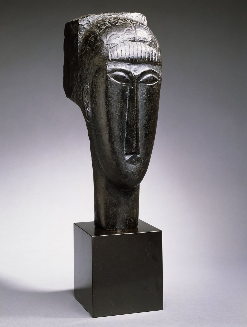 Hoved af en kvinde med frynser; Tete de Femme a la Frange, 1912 af Amedeo Modigliani