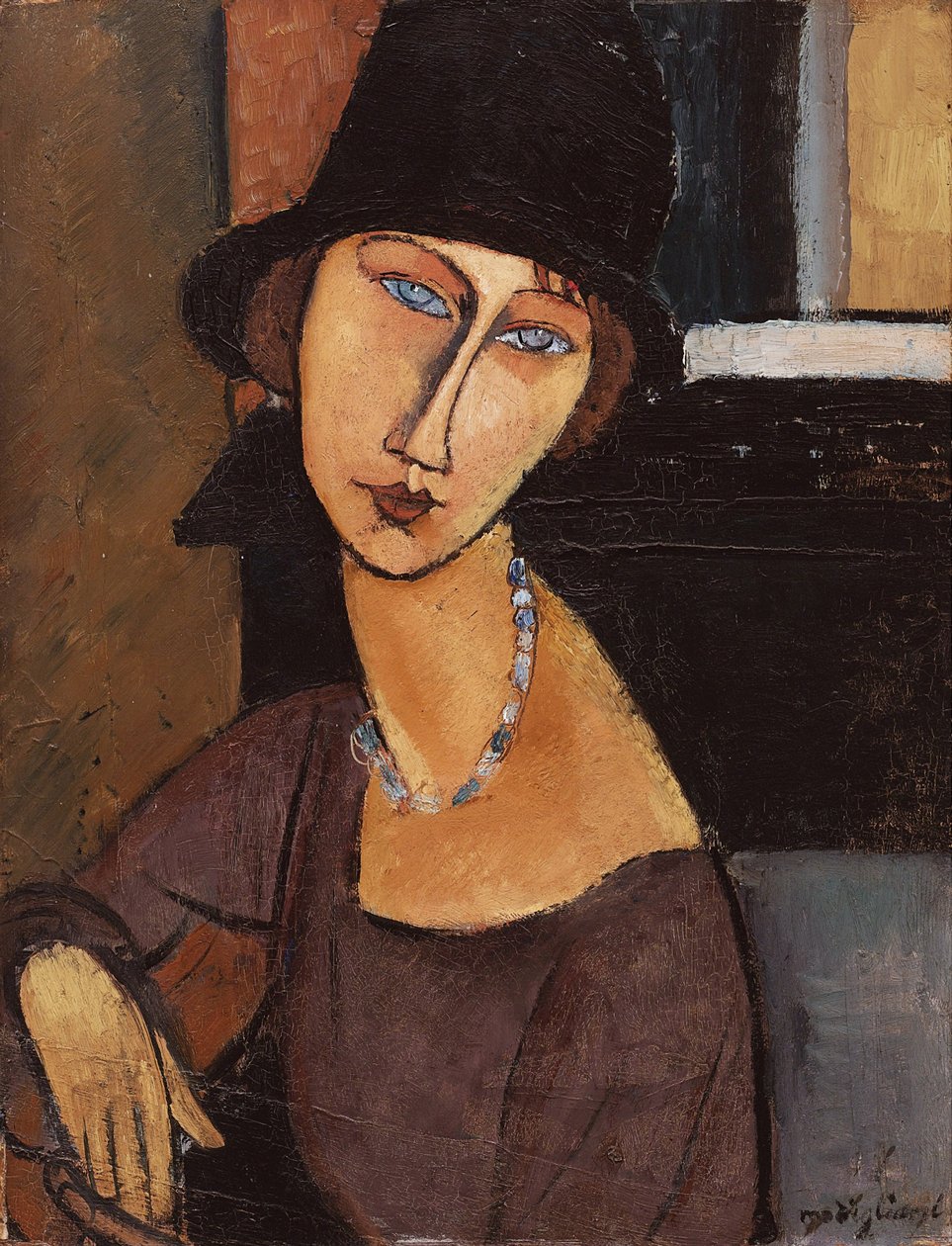 Jeanne Hebuterne iført hat, 1917 af Amedeo Modigliani