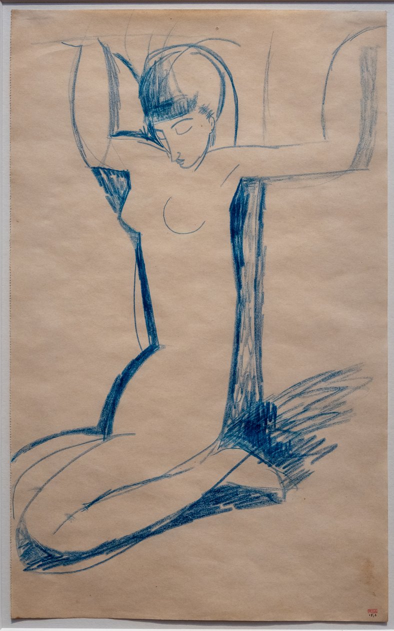 Knælende karyatide, siddende på sine hæle (Anna Akhmatova) af Amedeo Modigliani