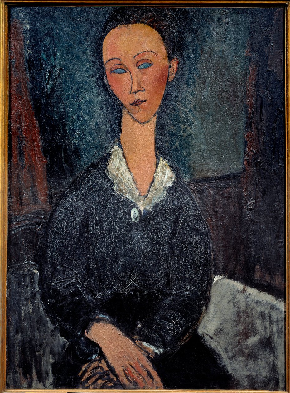 La woman au col blanc Maleri af Amedeo Modigliani (1884-1920) 20. århundrede Søn. 0,92x0,6 m Grenoble, musee des Beaux Arts af Amedeo Modigliani