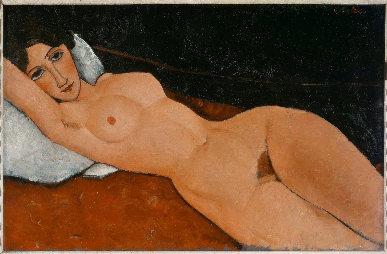 Liggende nøgen på en hvid pude af Amedeo Modigliani