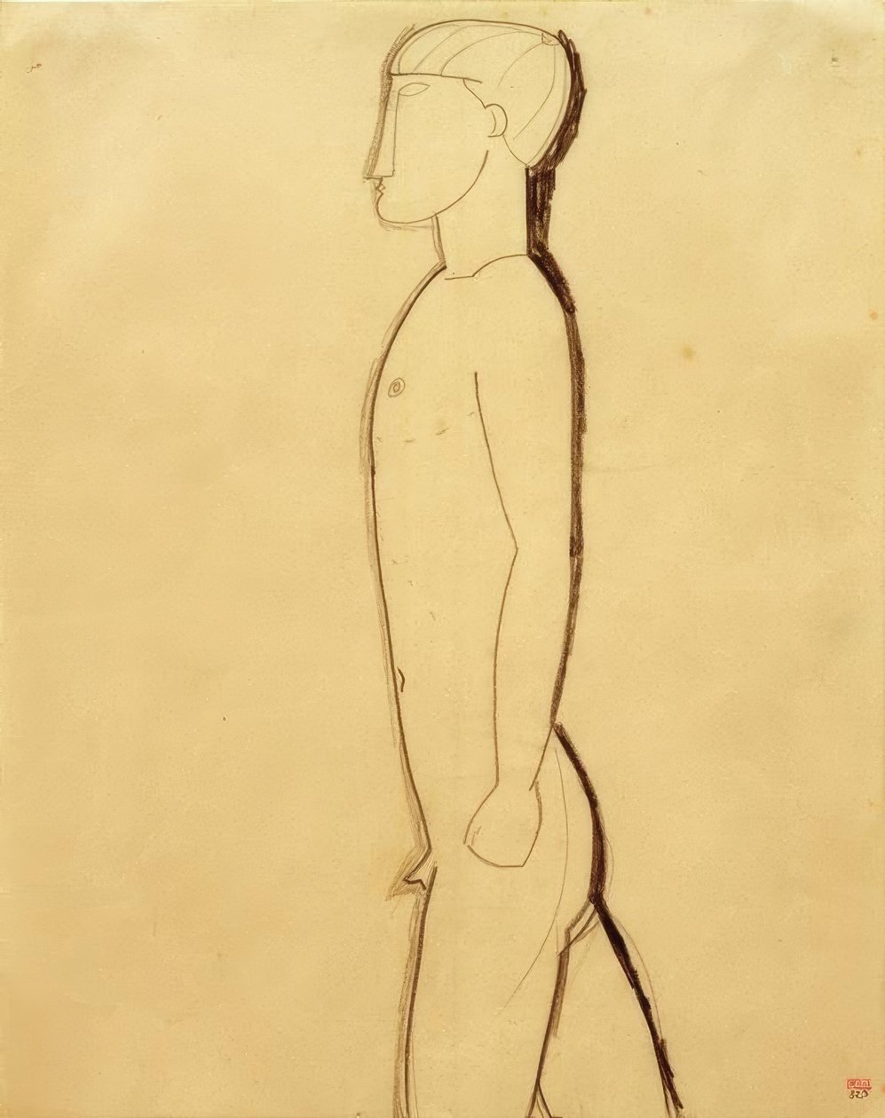 Mand i profil af Amedeo Modigliani