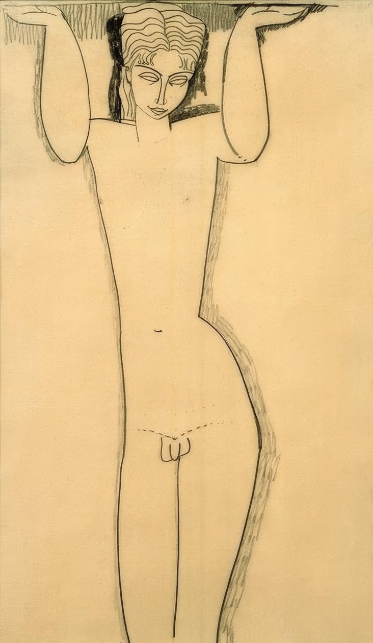 Nøgen ung mand (Atlas) af Amedeo Modigliani