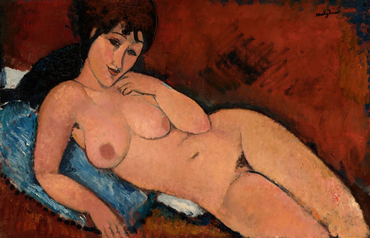 Nøgen på en blå pude af Amedeo Modigliani