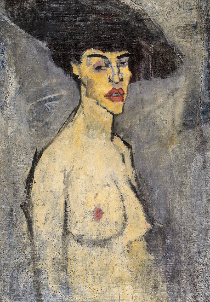 Nøgen med hat af Amedeo Modigliani