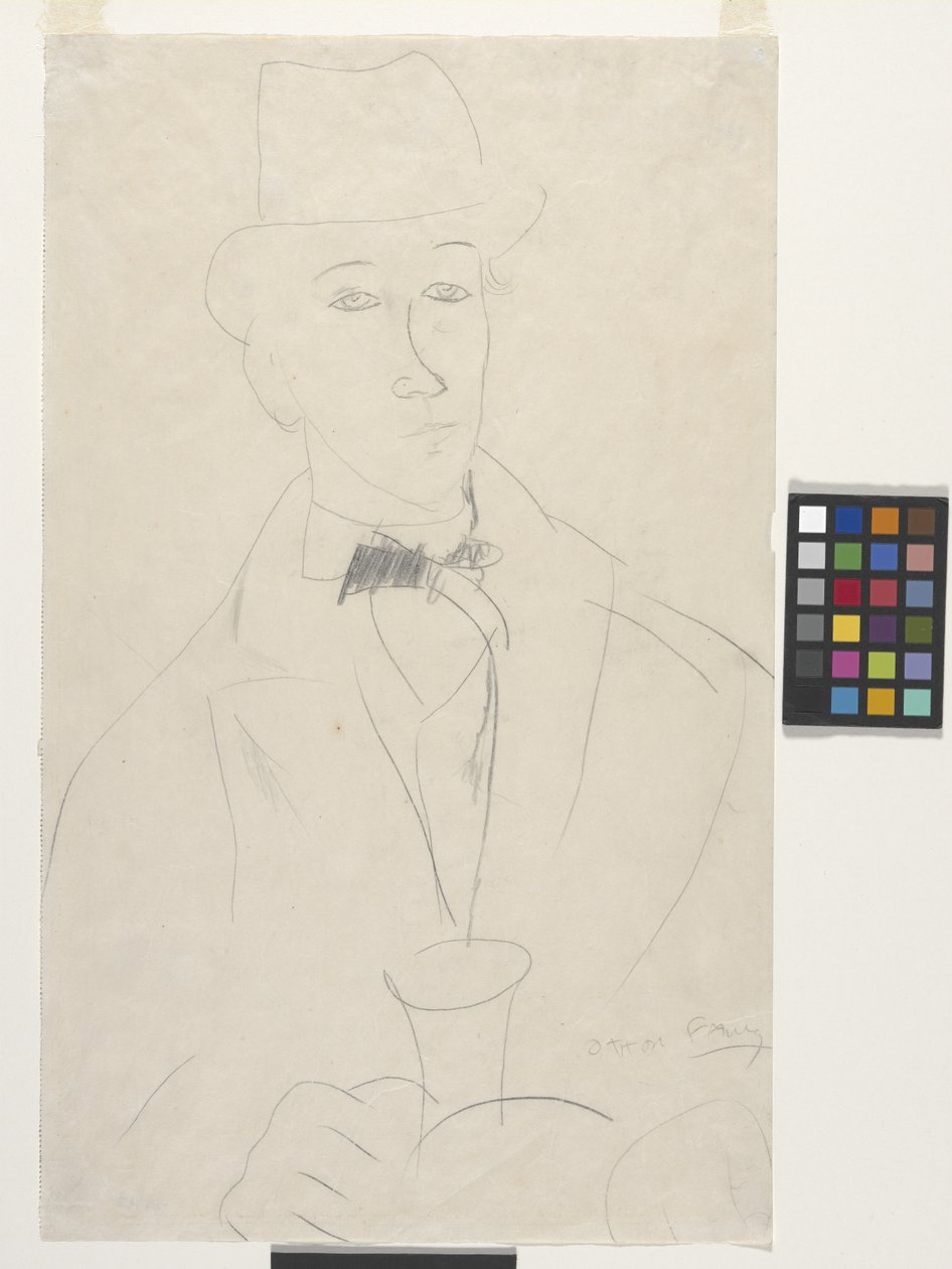 Portræt af kunstneren, Othon Friesz (blyant på hvidt papir) af Amedeo Modigliani