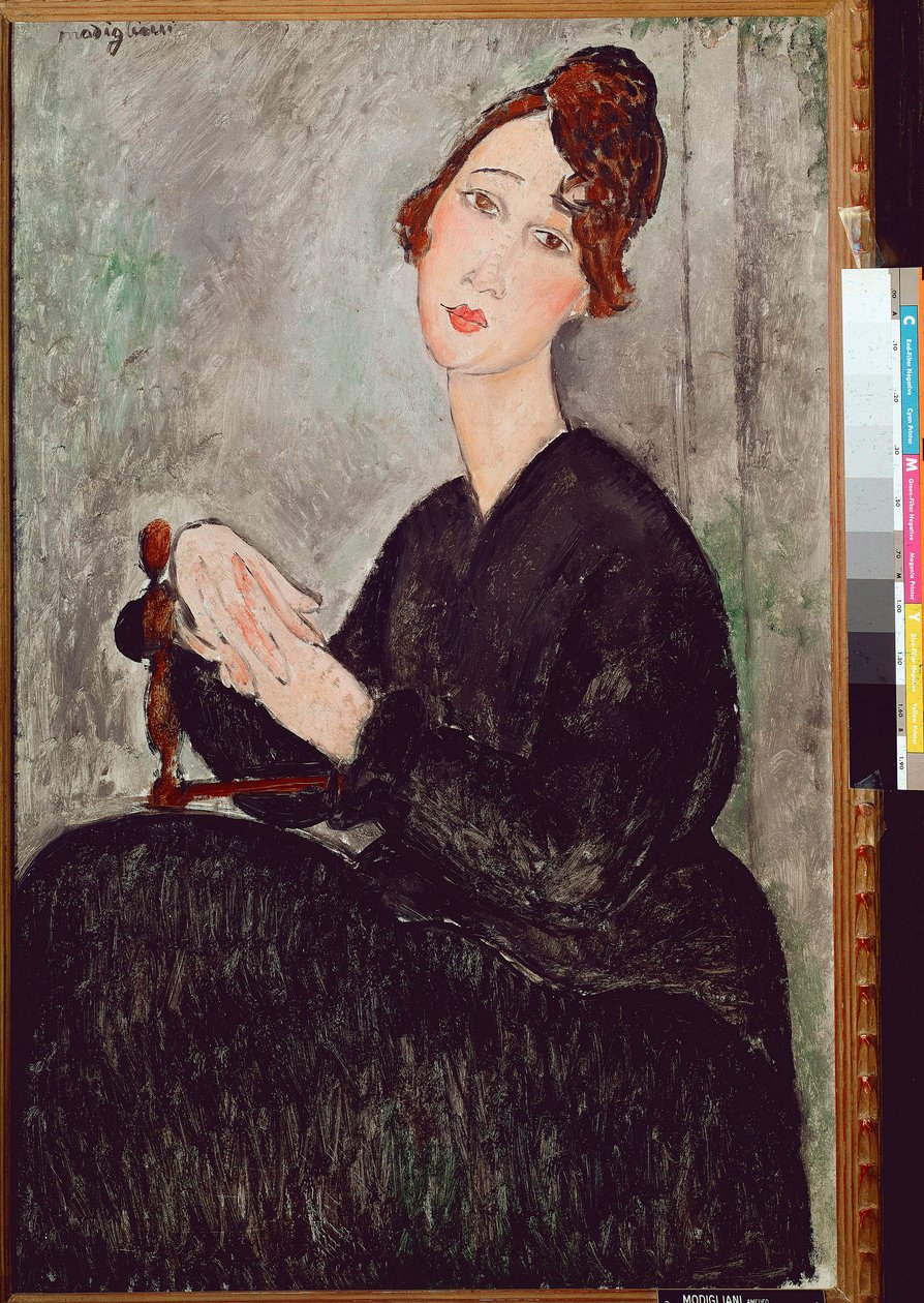 Portræt af Dedie Hayden (D.H.) Kvinde klædt i sort har det melankolske udtryk. Maleri af Amedeo Modigliani (1884-1920) 1918 Dim. 92x60 cm Paris, musee national dart moderne af Amedeo Modigliani