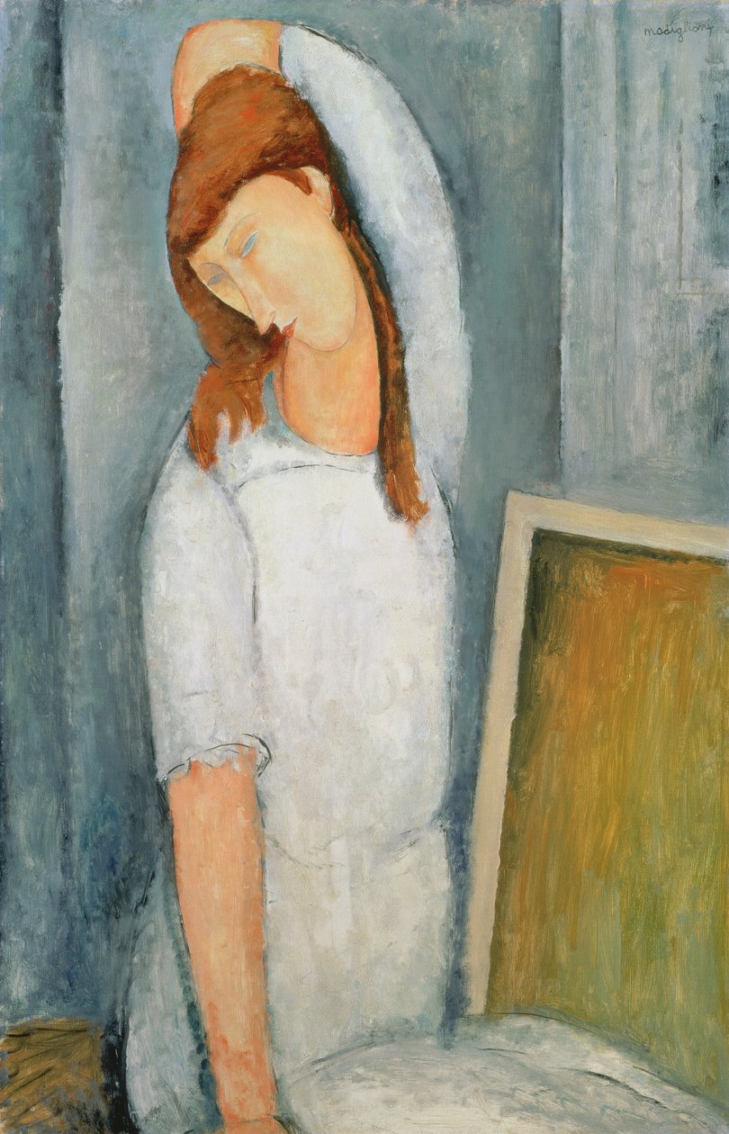 Portræt af Jeanne Hebuterne (1898-1920) med sin venstre arm bag hovedet af Amedeo Modigliani