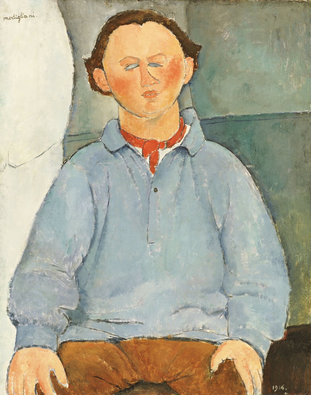 Portræt af Oscar Miestchanioff, ca. 1916 af Amedeo Modigliani