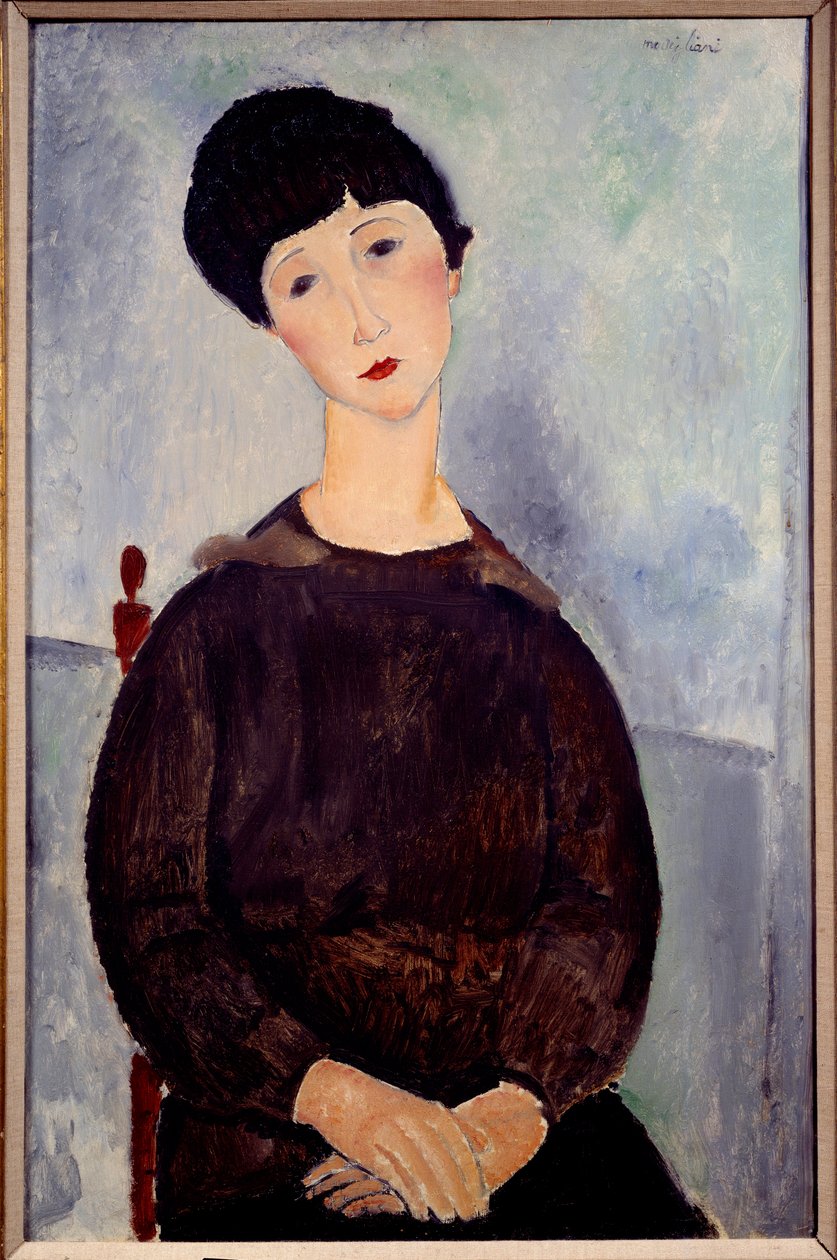 Portræt af en siddende brun pige, maleri af Amedeo Modigliani af Amedeo Modigliani