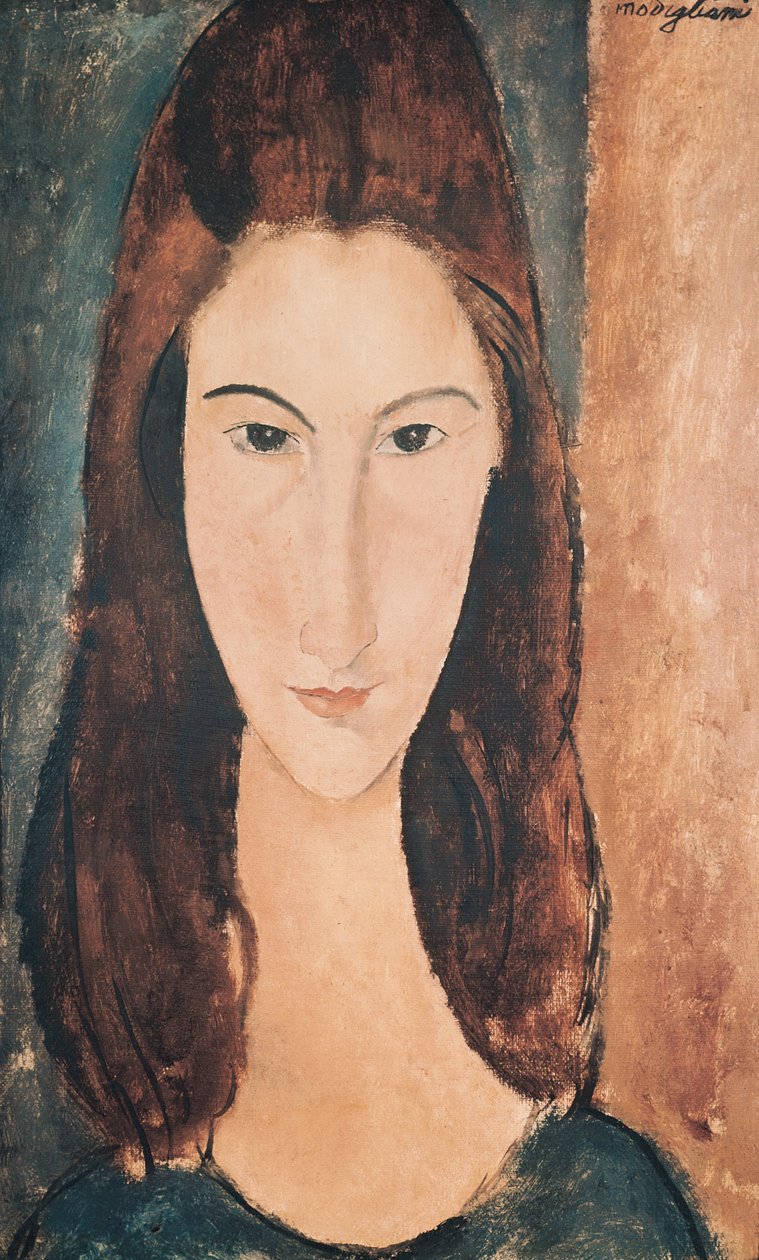 Portræt af en ung pige (olie på lærred) af Amedeo Modigliani