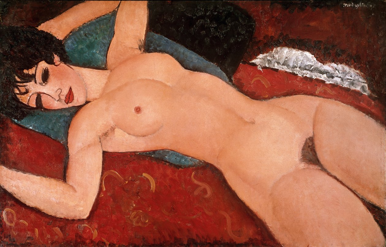 Liggende nøgen (rød nøgen) 1917-18 (olie på lærred) af Amedeo Modigliani