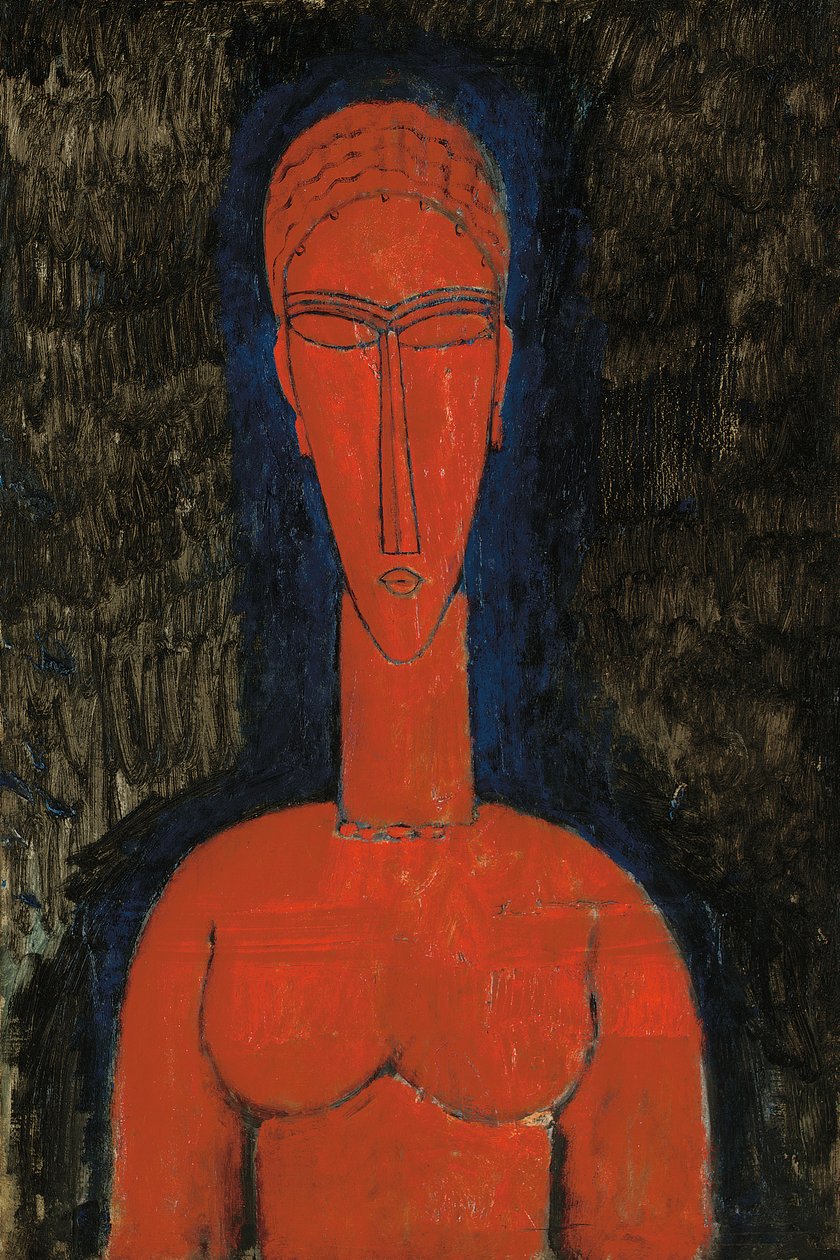 Rød buste, karyatid, 1913 af Amedeo Modigliani