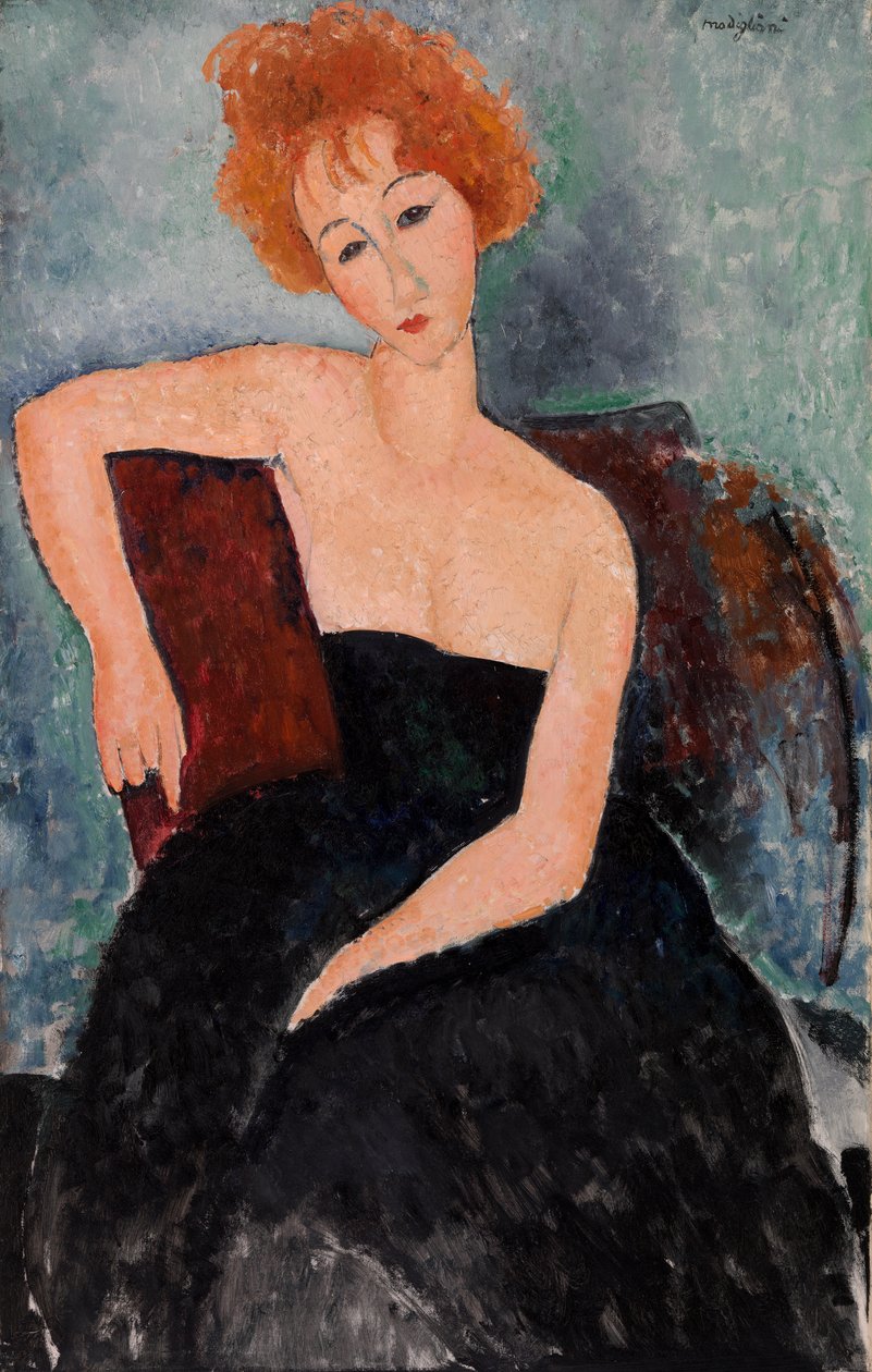 Rødhåret pige i aftenkjole af Amedeo Modigliani