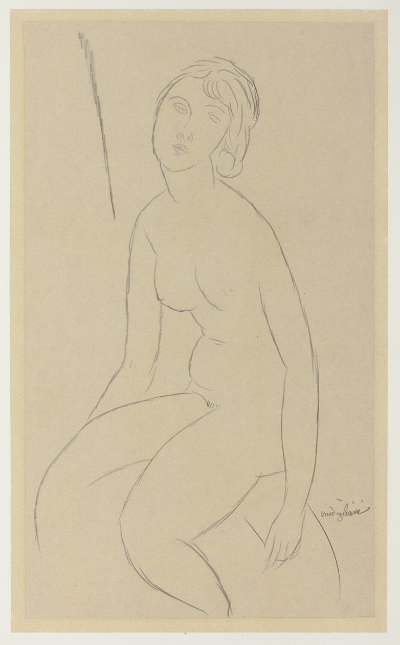 Siddende nøgen af Amedeo Modigliani