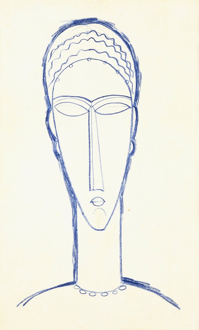 Studie til et hoved for en skulptur, ca. 1911 af Amedeo Modigliani