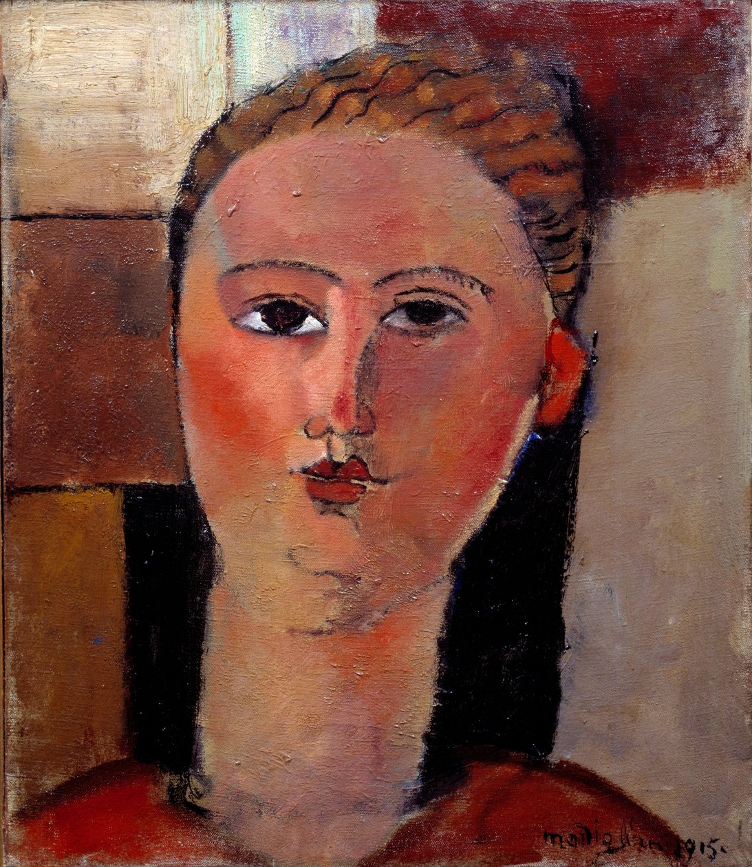 The Redhead Girl Painting af Amedeo Modigliani (1884-1920) 1915 Søn. 0,40 x 0,36 m Paris, Musee de l
