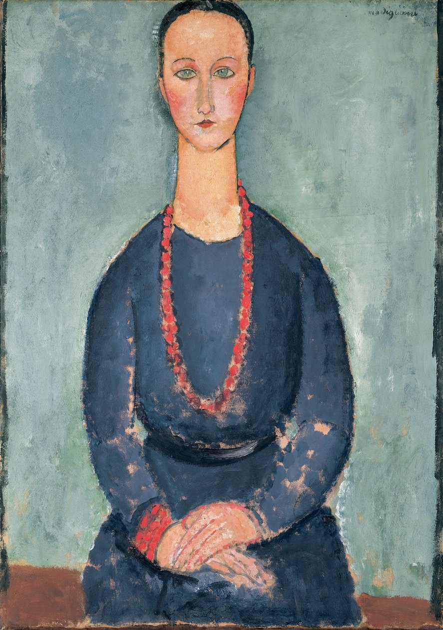 Kvinde med en rød halskæde, 1918 af Amedeo Modigliani